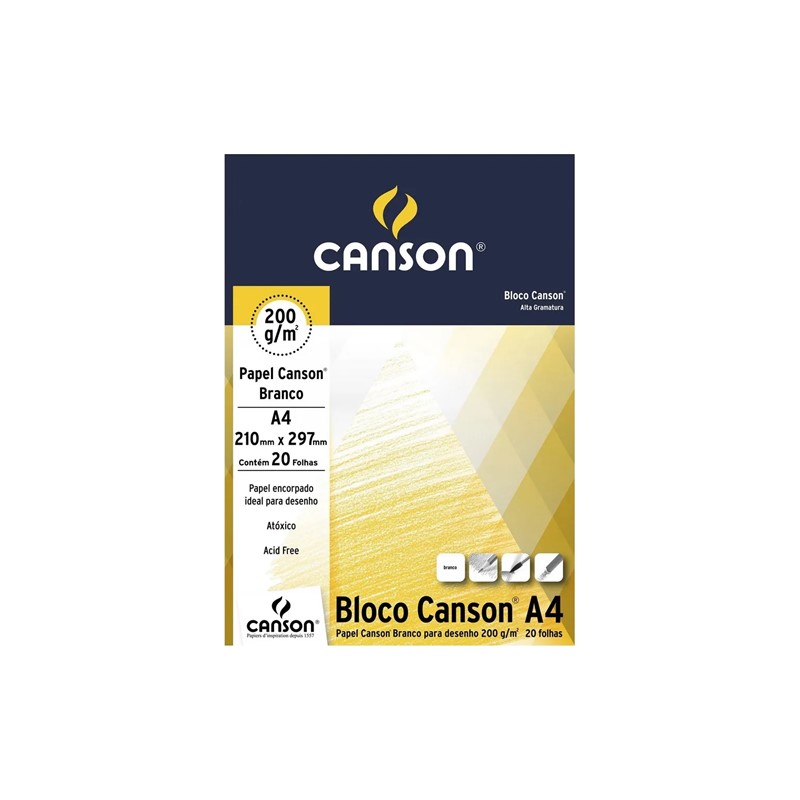 Bloco Para Desenho Branco A4 210x297mm 140gm2 Com 20 Folhas Canson Ref ⋆ Mega Papelaria 5724